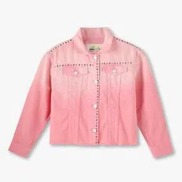 Girls Ombre-Dyed Regular Fit Denim Jacket-image-13