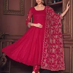 warthy ent Women Embroidery Semi-Stitched Anarkali Dress Material-picture-11