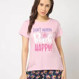 yousta Women Graphic Print Regular Fit Round-Neck Lounge T-Shirt-picture-27