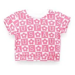 Girls Typographic Print Regular Fit Round-Neck T-Shirt-image-10