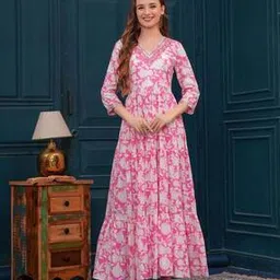 Women Floral Gown Dress-image-0