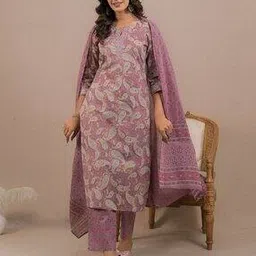 readiprint Women Paisley Print Straight Kurta with Pants & Dupatta Set-picture-15
