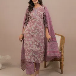 readiprint Women Paisley Print Straight Kurta with Pants & Dupatta Set image 1