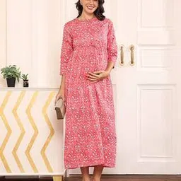 momtobe Women Floral Print Fit & Flare Dress-picture-37