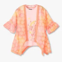 Girls Geometric Print Tank Top with Shrug Set-image-39
