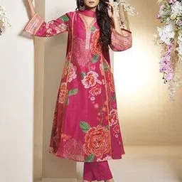 bhama couture Women Floral Print Anarkali Kurta Set with Dupatta-picture-11