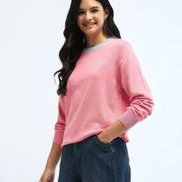 Women Regular Fit Pullover with Logo Embroidery-image-75