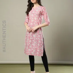 indie picks Handblock Print Cotton Kurta image 1