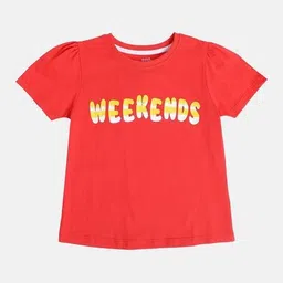 mini klub Girls Typographic Print Round-Neck Top image 1