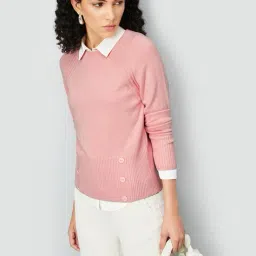 max Women Crew-Neck Pullover with Ribbed Hems image 1