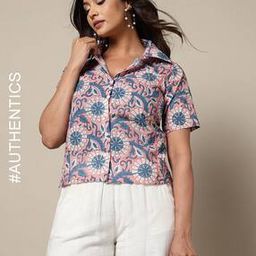 indie picks Handblock Print Cotton Relaxed Fit Shirt-picture-37
