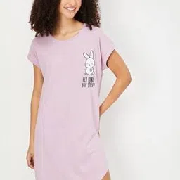 max Women Typographic Print Round-Neck Chemise-picture-25