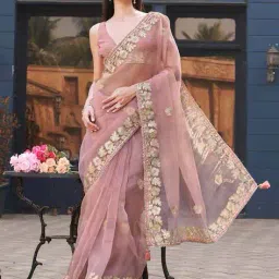 tikhi imli Women Embroidered Organza Saree  image 1