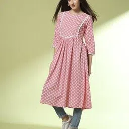 acai Women Floral Print Round-Neck A-Line Kurta-picture-41