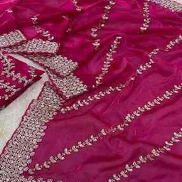 nyrika Women Sequins Embroidered Satin Saree with Unstitched Blouse Piece  -picture-24
