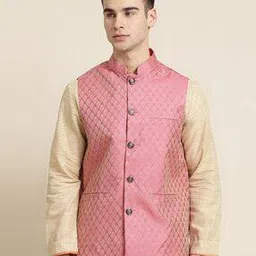 sojanya Woven Pattern Nehru Jacket-picture-31