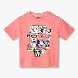 point cove Girls Mickey Mouse Print Relaxed Fit Crew-Neck T-Shirt-picture-45