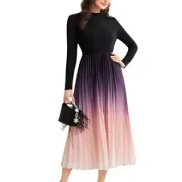 ladila enterprise Women Pleated Ombre-Dyed Fit & Flare Dress-picture-11