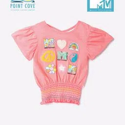 point cove MTV Printed Top with Smocked Waist-picture-25