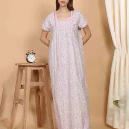 sweet dreams Women Printed Cotton Nighti image 1