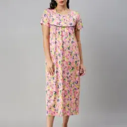 kryptic Women Floral Print Round-Neck Nightie-picture-49