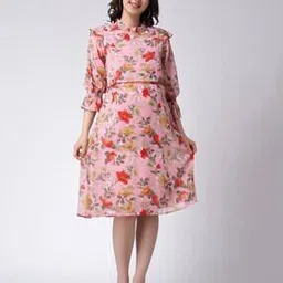 moms maternity Women Leaf Printed Maternity Fit & Flare Dress-picture-13