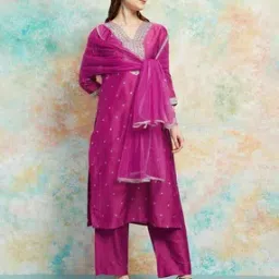 melange by lifestyle Women Embroidered Straight Kurta Set-picture-40