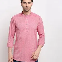 cross court Textured Short Kurta with Band Collar-picture-39