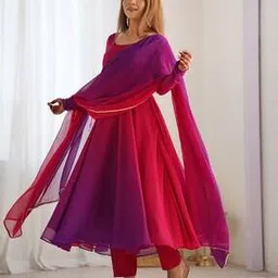 anni designer Women Ombre-Dyed Anarkali Kurta Set -picture-36