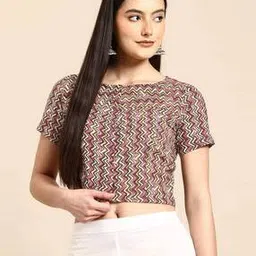 molcha Women Chevrons Print Front Open Blouse-picture-46