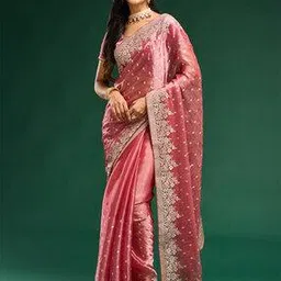 Women Embroidered Saree with Contrast Border-image-8