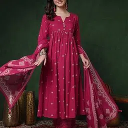 gulmohar jaipur Women Printed Flared Kurta Suit Set -picture-18