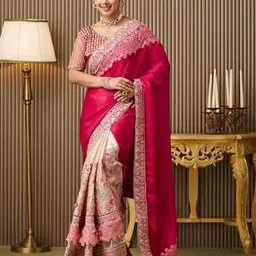Women Embroidered Saree with Contrast Border-image-31
