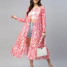 deebaco Women Printed Front-Open Shrug with Tie-Up-picture-36