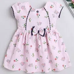 the magic wand Girls Floral Print Fit & Flare Dress with Bow Accent-picture-13