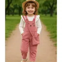ninas Girls Cotton Blend Style Top and Dungaree Set-picture-17