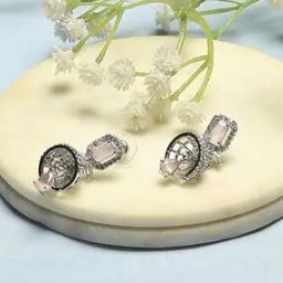 biba Women Silver-Plated Stone-Studded Danglers Earrings-picture-16