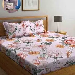 arrabi 210 TC Floral Print King Size Bedsheet with Pillow Covers-picture-26