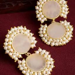 panash Stone-Studded Pearl Drop Earrings-picture-3
