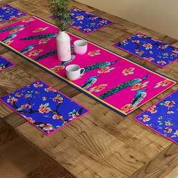 sej by nisha gupta Set of 6 Floral Print Table Placemats & Runner-picture-30