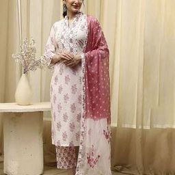 biba Women Printed 3-Piece Unstitched Dress Material-picture-3