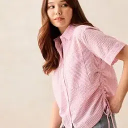 Women Striped Regular Fit Shirt with Patch Pocket-image-19