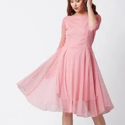 u & f Women Round-Neck Fit & Flared Dress-picture-36