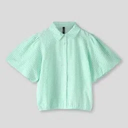 Girls Checked Relaxed Fit Top-image-51