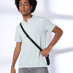dnmx Men Striped Regular Fit Henley T-Shirt-picture-29