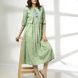 siyahi Women Printed Flared Kurta With Jacket-picture-37