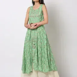 fusion Printed A-Line Dress with Tie-up-picture-41