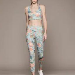 label ritu kumar Floral Print Sports Bra with Tights-picture-7