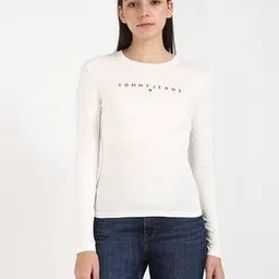 tommy hilfiger Women Brand Print Slim Fit Round-Neck T-Shirt-picture-14