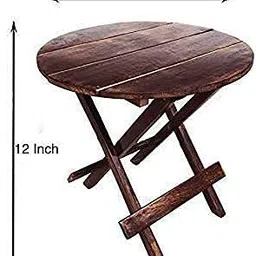 INAYA HOUSE Wooden Folding Table, 12 inch Round Adjustable Side Table/End Table/Coffee Table/Plant Stand/Outdoor Table/Stool (Round Stool 12") image 3